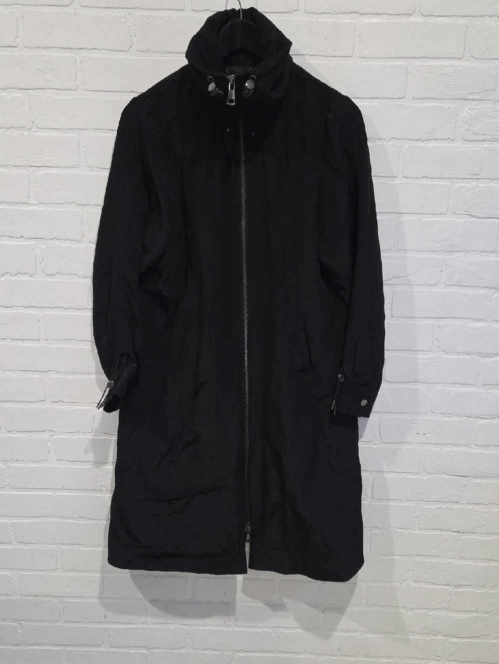 Adroit Black Nylon Trench Coat